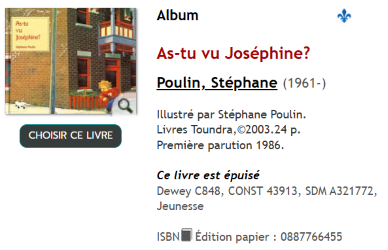 Livre As-tu vu Josephine