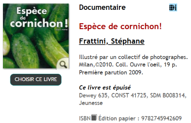 Livre Espece de cornichon