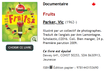 Livre Fruits