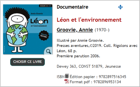 Livre Léon et l'environnement